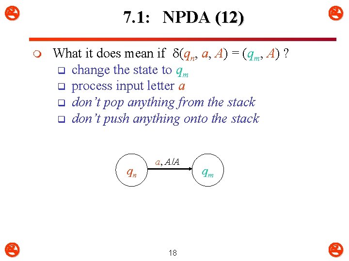 7. 1: NPDA (12) m What it does mean if (qn, a, A)