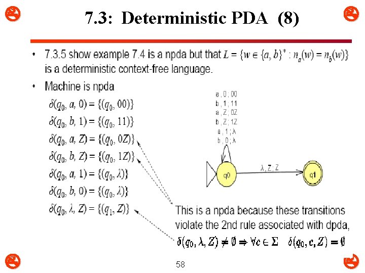  7. 3: Deterministic PDA (8) 58 