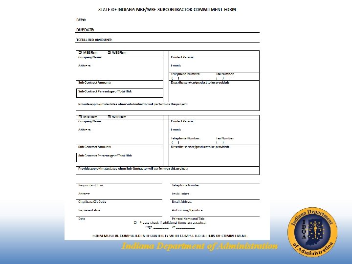 Indiana Department of Administration Indiana Department of Administration