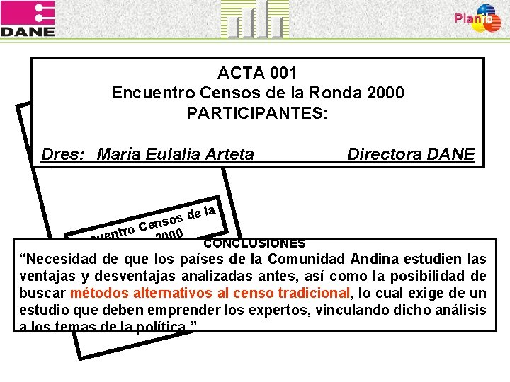 ACTA 001 Encuentro Censos de la Ronda 2000 PARTICIPANTES: Dres: María Eulalia Arteta la