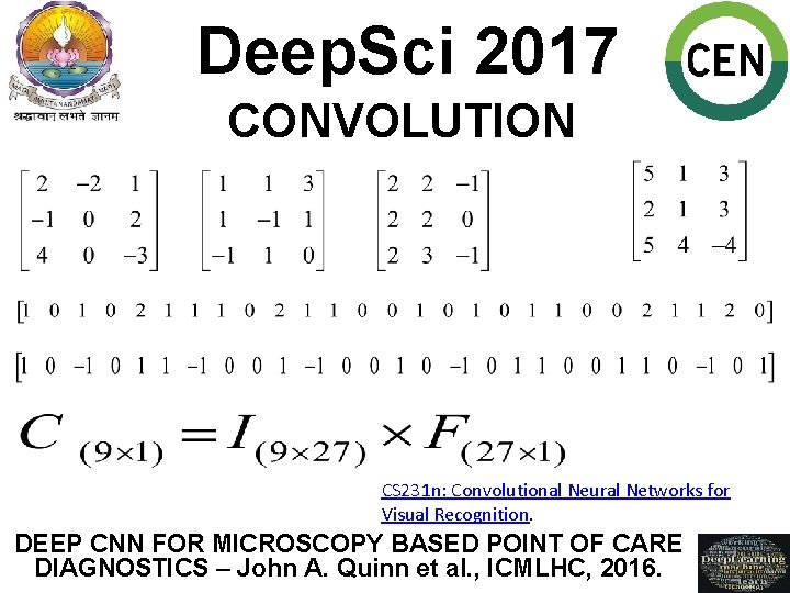 Deep. Sci 2017 CONVOLUTION CS 231 n: Convolutional Neural Networks for Visual Recognition. DEEP