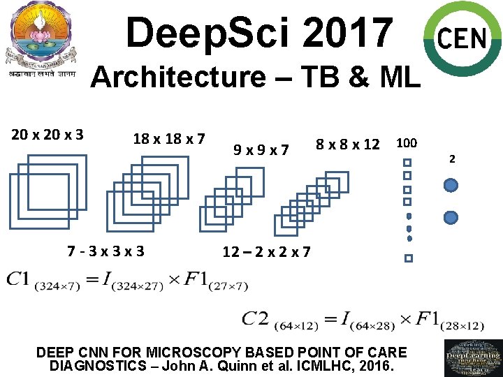 Deep. Sci 2017 Architecture – TB & ML 20 x 3 18 x 7
