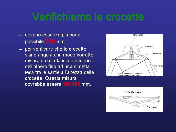 Verifichiamo le crocette – devono essere il più corto possibile 760 mm – per