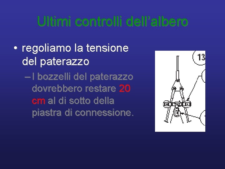 Ultimi controlli dell’albero • regoliamo la tensione del paterazzo – I bozzelli del paterazzo