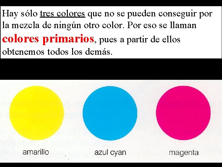 Hay sólo tres colores que no se pueden conseguir por la mezcla de ningún