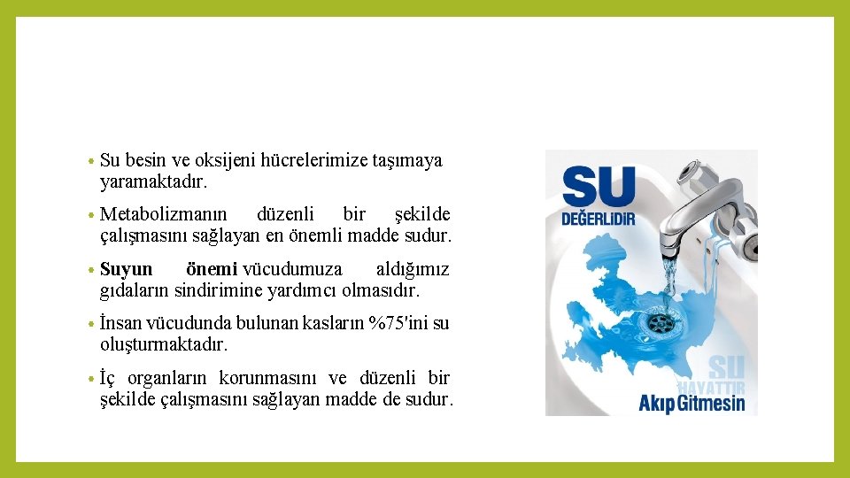 • Su besin ve oksijeni hücrelerimize taşımaya yaramaktadır. • Metabolizmanın düzenli bir şekilde • Su besin ve oksijeni hücrelerimize taşımaya yaramaktadır. • Metabolizmanın düzenli bir şekilde