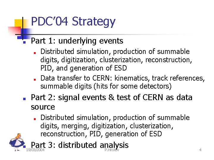 PDC’ 04 Strategy ■ Part 1: underlying events ■ ■ ■ Part 2: signal