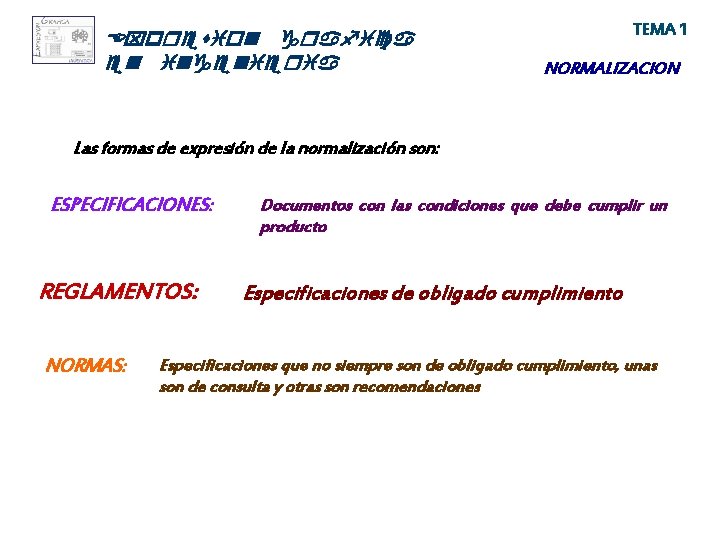 Expresion grafica en ingenieria TEMA 1 NORMALIZACION Las formas de expresión de la normalización