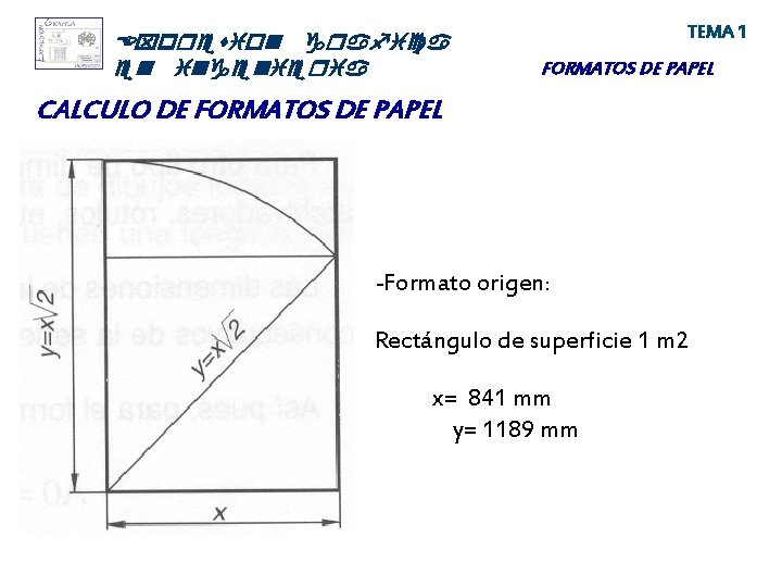Expresion grafica en ingenieria TEMA 1 FORMATOS DE PAPEL CALCULO DE FORMATOS DE PAPEL