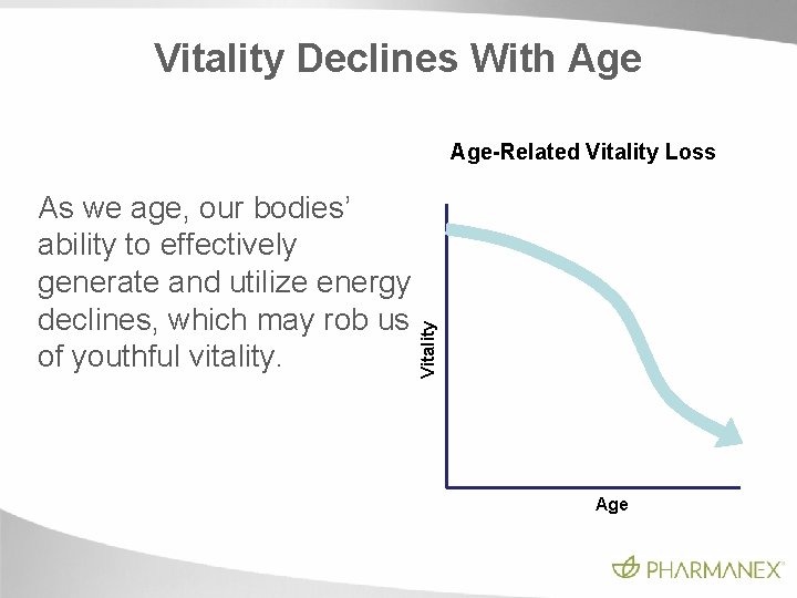 Vitality Declines With Age As we age, our bodies’ ability to effectively generate and Vitality Declines With Age As we age, our bodies’ ability to effectively generate and