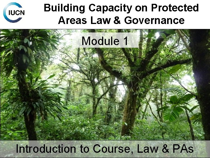 Building Capacity on Protected Areas Law & Governance Module 1 Introduction to Course, Law