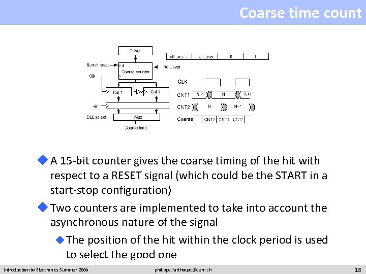 Coarse time count u A 15 -bit counter gives the coarse timing of the