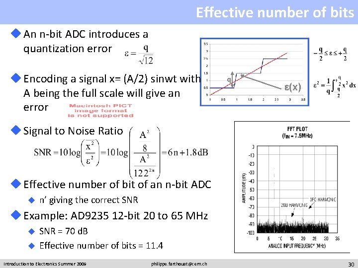 Effective number of bits u An n-bit ADC introduces a quantization error u Encoding