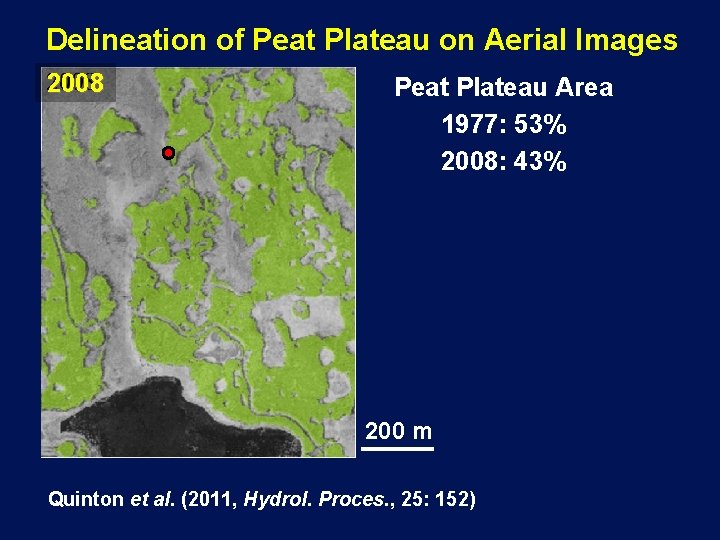 Delineation of Peat Plateau on Aerial Images 2008 Peat Plateau Area 1977: 53% 2008: