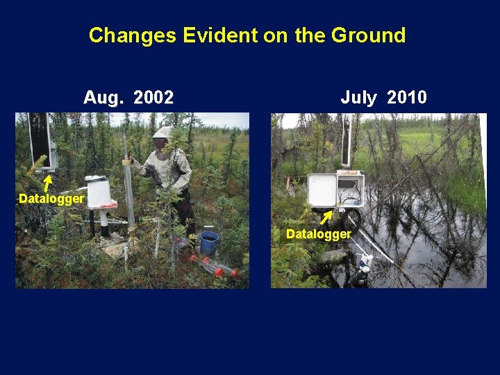 Changes Evident on the Ground Aug. 2002 July 2010 Datalogger 