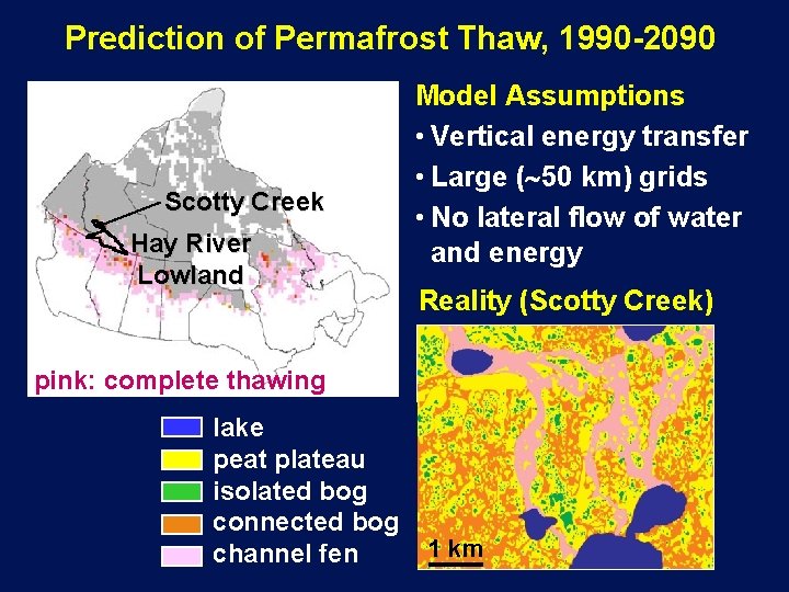 Prediction of Permafrost Thaw, 1990 -2090 Scotty Creek Hay River Lowland Model Assumptions •
