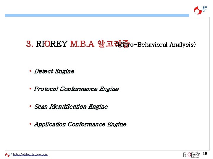 (Micro-Behavioral Analysis) 3. RIOREY M. B. A 알고리즘 • Detect Engine • Protocol Conformance (Micro-Behavioral Analysis) 3. RIOREY M. B. A 알고리즘 • Detect Engine • Protocol Conformance