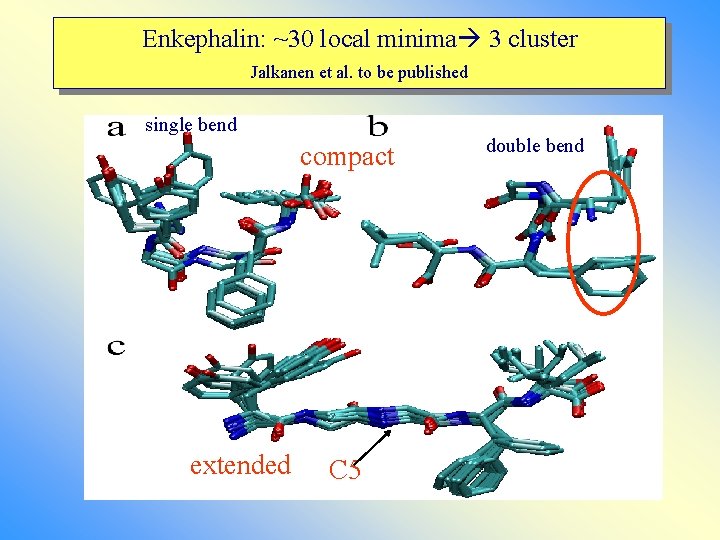 Enkephalin: ~30 local minima 3 cluster Jalkanen et al. to be published single bend
