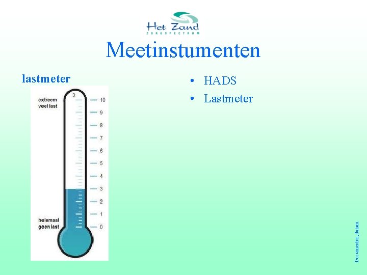 Meetinstumenten • HADS • Lastmeter Documentnr, datum lastmeter 