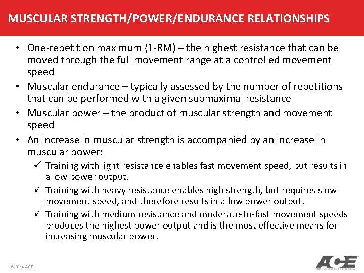 MUSCULAR STRENGTH/POWER/ENDURANCE RELATIONSHIPS • One-repetition maximum (1 -RM) – the highest resistance that can MUSCULAR STRENGTH/POWER/ENDURANCE RELATIONSHIPS • One-repetition maximum (1 -RM) – the highest resistance that can
