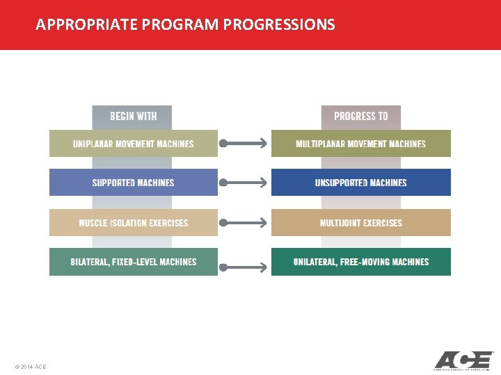 APPROPRIATE PROGRAM PROGRESSIONS © 2014 ACE APPROPRIATE PROGRAM PROGRESSIONS © 2014 ACE