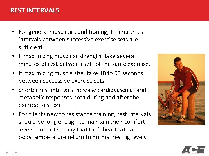 REST INTERVALS • For general muscular conditioning, 1 -minute rest intervals between successive exercise REST INTERVALS • For general muscular conditioning, 1 -minute rest intervals between successive exercise