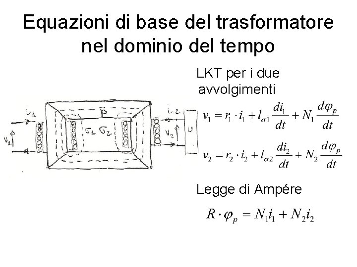 Equazioni di base del trasformatore nel dominio del tempo LKT per i due avvolgimenti