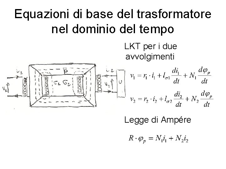 Equazioni di base del trasformatore nel dominio del tempo LKT per i due avvolgimenti