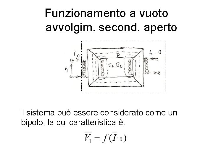 Funzionamento a vuoto avvolgim. second. aperto Il sistema può essere considerato come un bipolo,