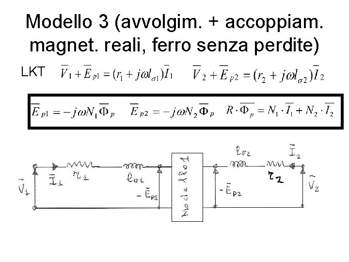 Modello 3 (avvolgim. + accoppiam. magnet. reali, ferro senza perdite) LKT 