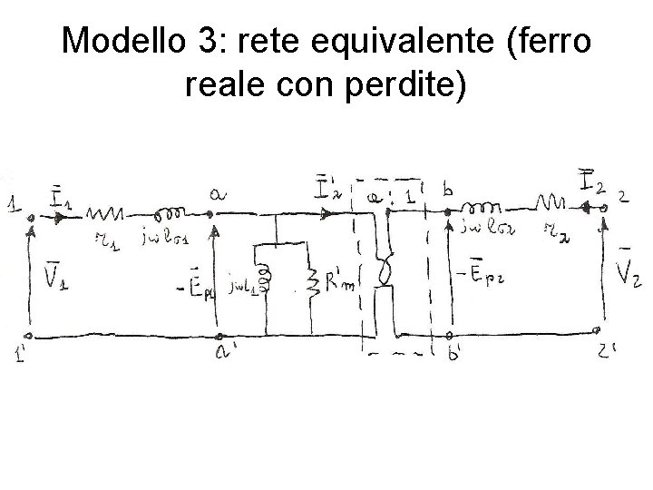 Modello 3: rete equivalente (ferro reale con perdite) 