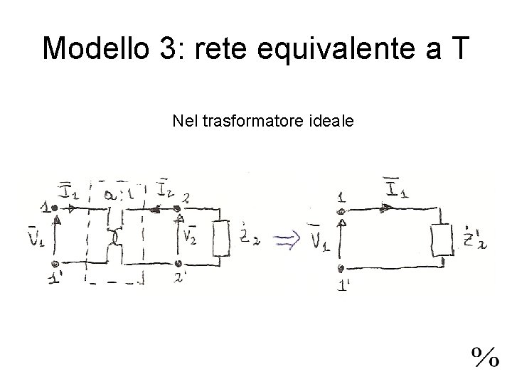 Modello 3: rete equivalente a T Nel trasformatore ideale 