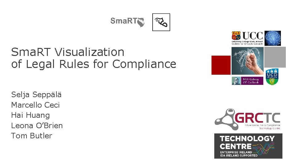Sma. RT Visualization of Legal Rules for Compliance Selja Seppälä Marcello Ceci Hai Huang