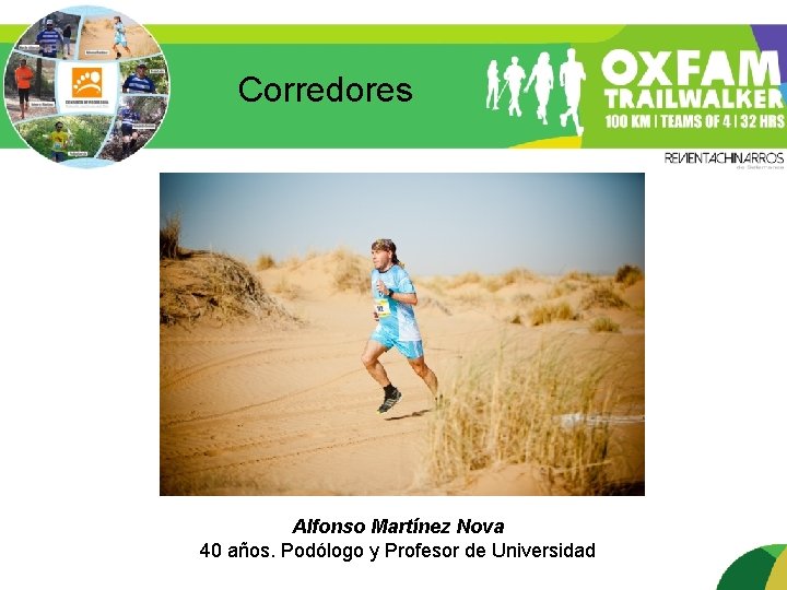 Corredores Alfonso Martínez Nova 40 años. Podólogo y Profesor de Universidad 