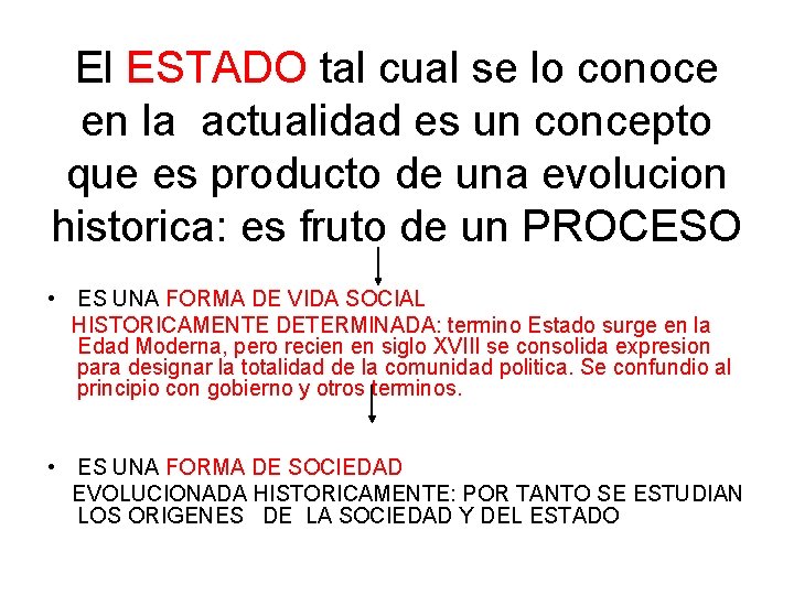 El ESTADO tal cual se lo conoce en la actualidad es un concepto que