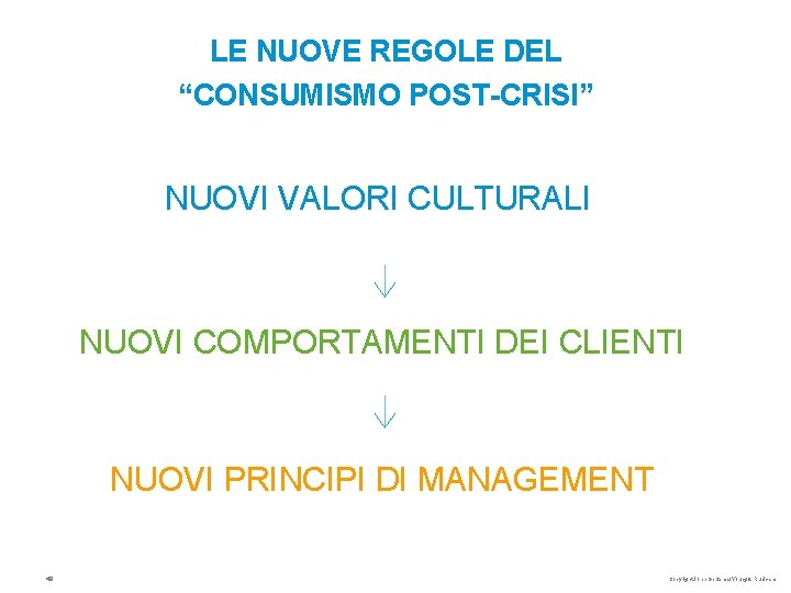 LE NUOVE REGOLE DEL “CONSUMISMO POST-CRISI” NUOVI VALORI CULTURALI NUOVI COMPORTAMENTI DEI CLIENTI NUOVI