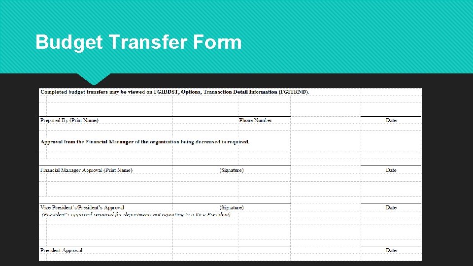 Budget Transfer Form 