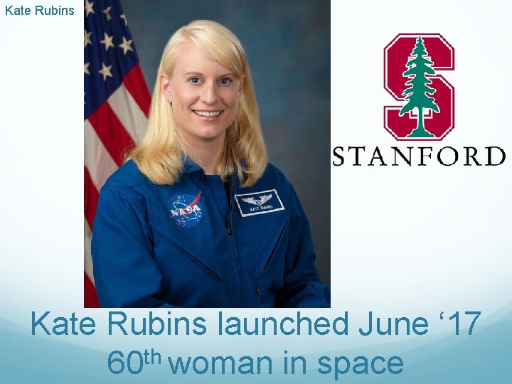 Kate Rubins launched June ‘ 17 60 th woman in space 