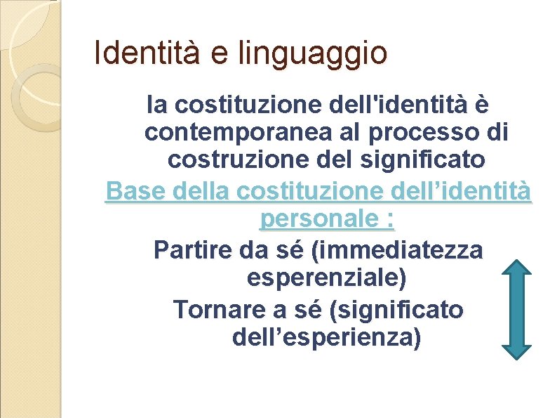 Identità e linguaggio la costituzione dell'identità è contemporanea al processo di costruzione del significato