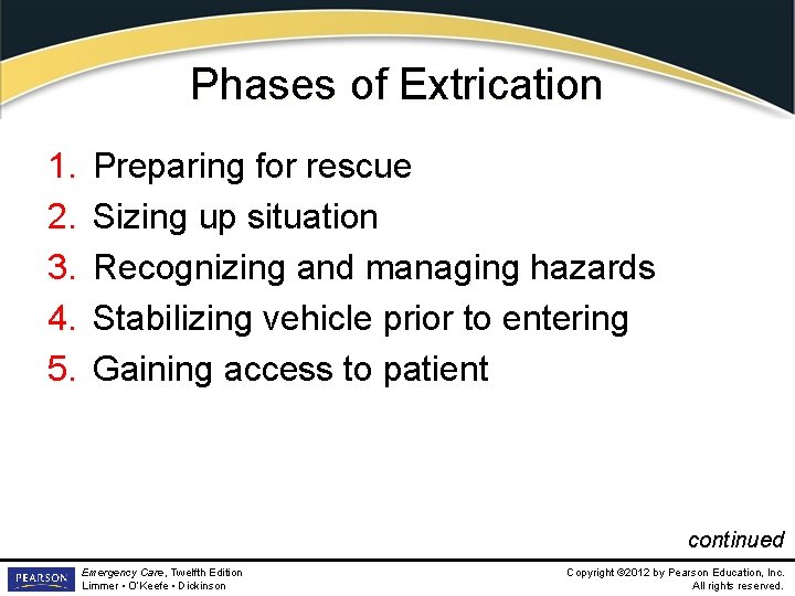 Phases of Extrication 1. 2. 3. 4. 5. Preparing for rescue Sizing up situation