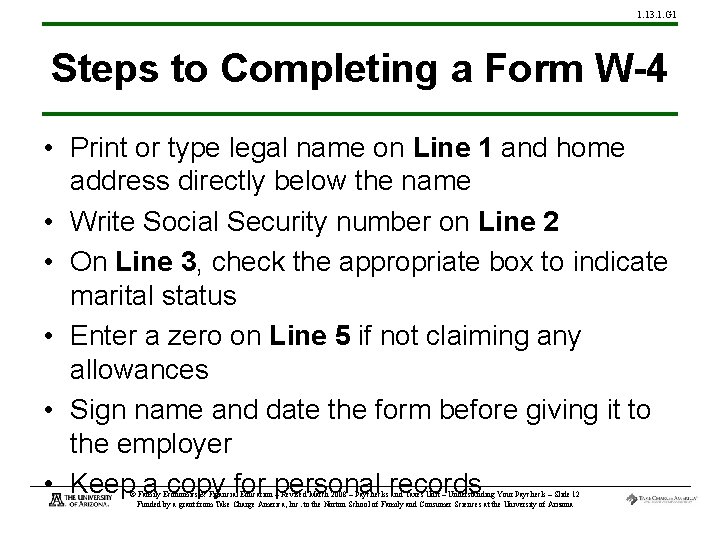 1. 13. 1. G 1 Steps to Completing a Form W-4 • Print or