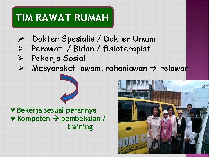 TIM RAWAT RUMAH Ø Dokter Spesialis / Dokter Umum Ø Perawat / Bidan /