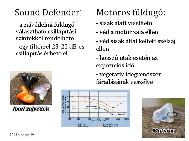 Sound Defender: Motoros füldugó: - a zajvédelmi füldugó választható csillapítási szintekkel rendelhető - egy
