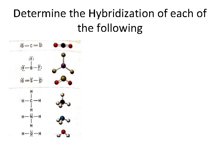 Determine the Hybridization of each of the following 