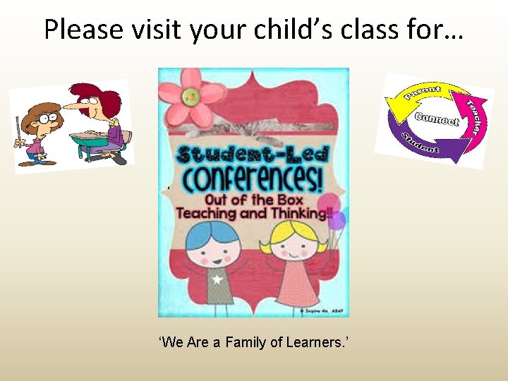 Please visit your child’s class for… ‘ ‘We Are a Family of Learners. ’