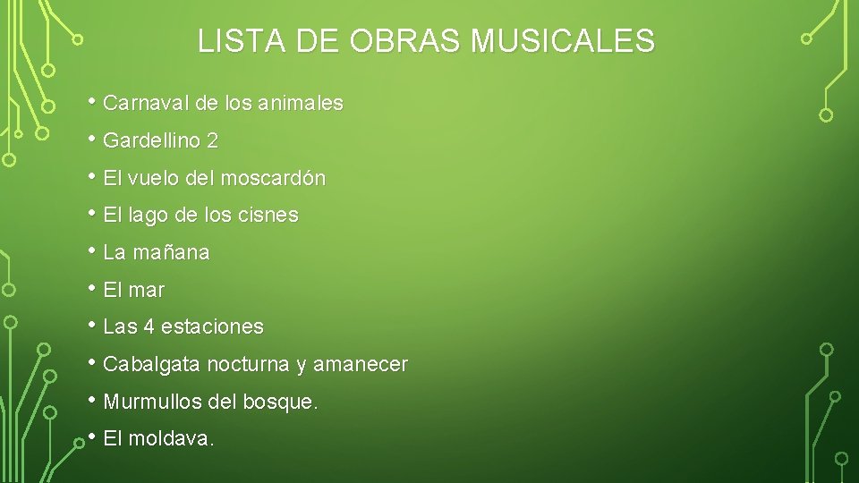 LISTA DE OBRAS MUSICALES • Carnaval de los animales • Gardellino 2 • El