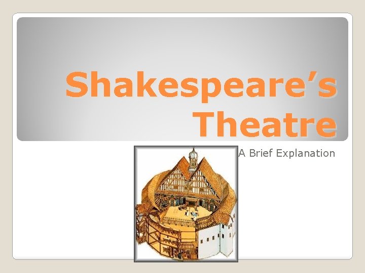 Shakespeare’s Theatre A Brief Explanation 