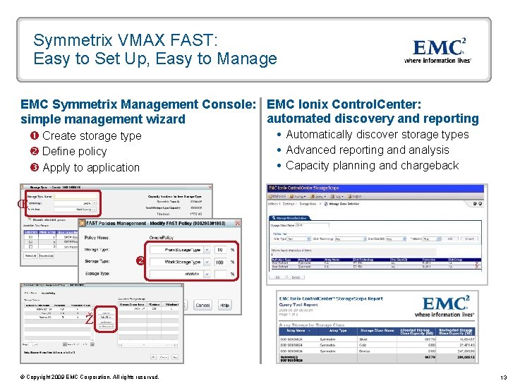 Symmetrix VMAX FAST: Easy to Set Up, Easy to Manage EMC Symmetrix Management Console: