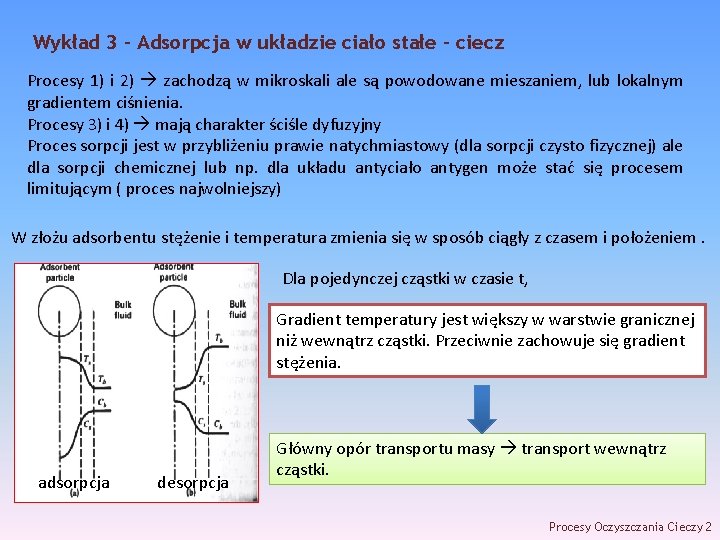 Wykład 3 – Adsorpcja w układzie ciało stałe - ciecz Procesy 1) i 2)