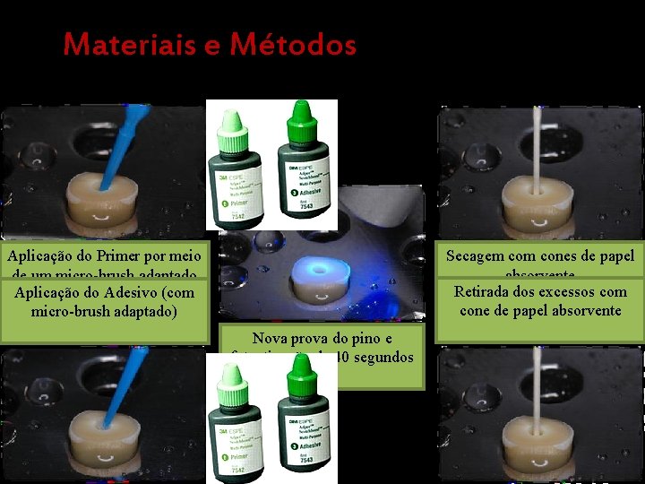 Materiais e Métodos Aplicação do Primer por meio de um micro-brush adaptado Aplicação do